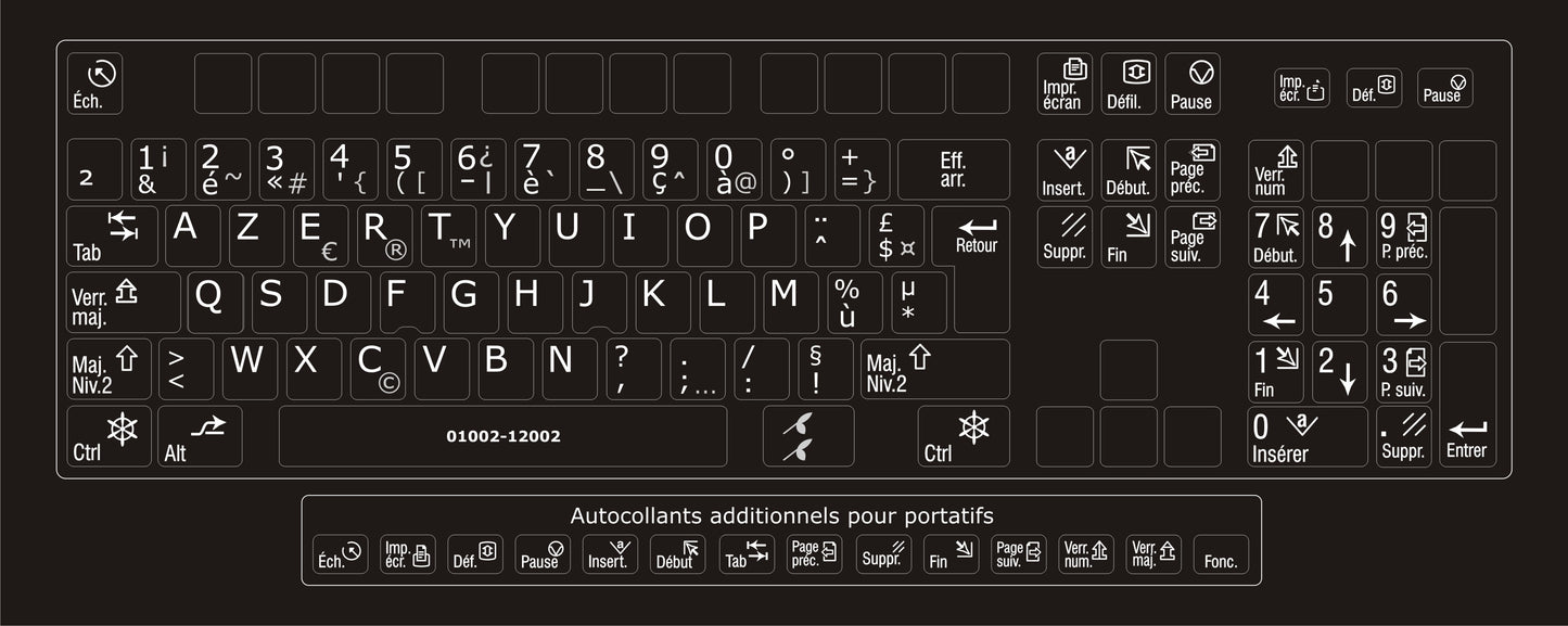 Autocollants clavier complet Windows français france 01002-12002