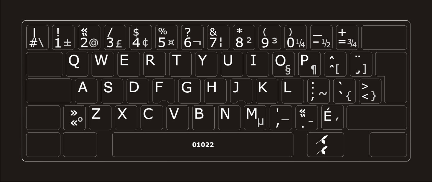 Autocollants opaques partie centrale clavier Windows français Canada - 01022