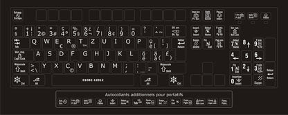Autocollants clavier complet Windows français (Suisse) fonctions bilingues 01082-12012