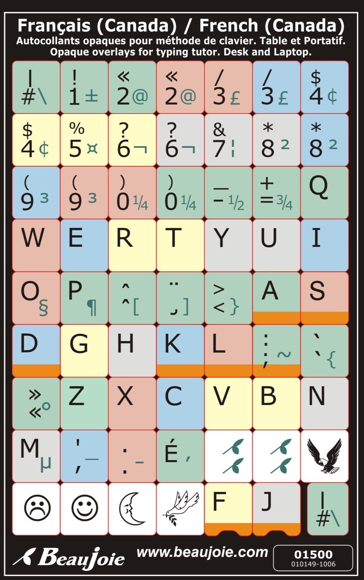 Autocollants méthode frappe français Canada 01500