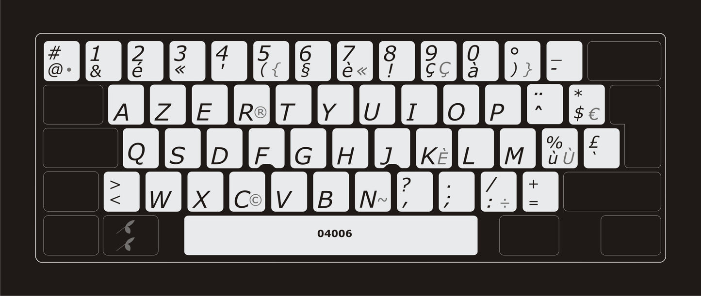 Autocollants lettres majuscules partie centrale clavier Mac français (France) 04006