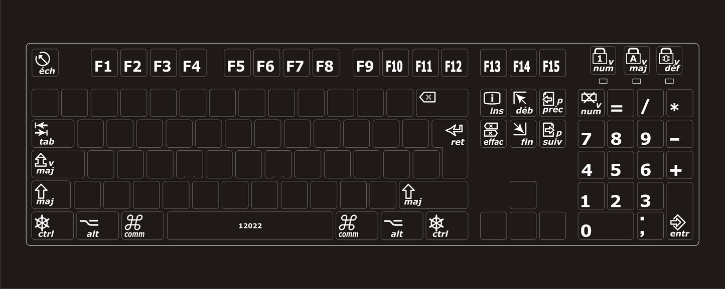 Autocollants claviers Mac fonctions français 12022