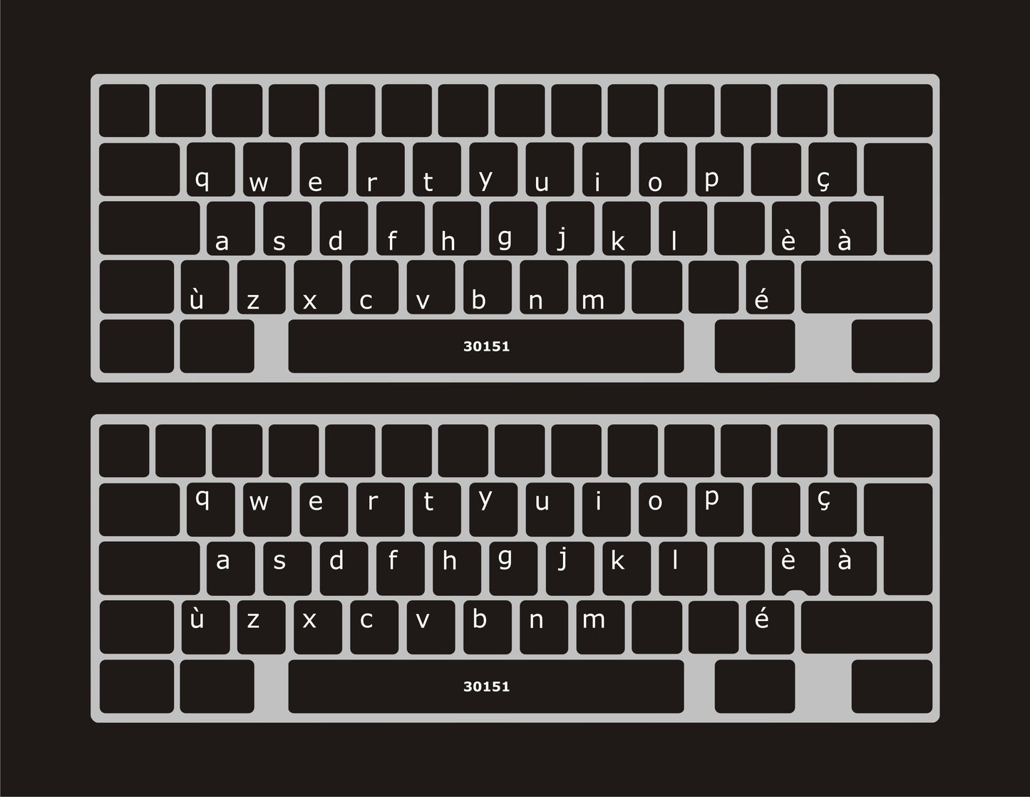 Autocollants lettres minuscules fond transparent clavier foncé 30151