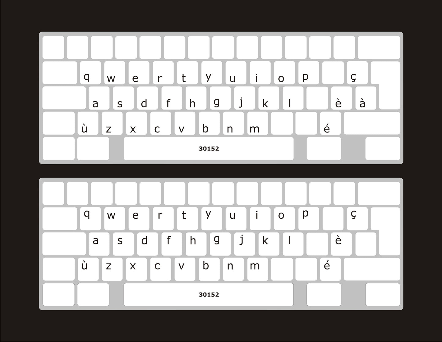 Autocollants lettres minuscules fond transparent clavier pâle 30152