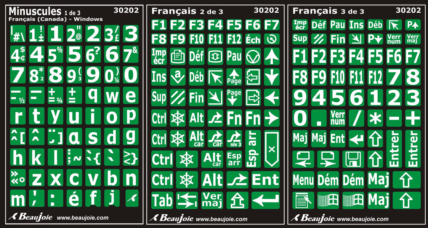 Autocollants clavier Windows français Canada minuscules 30202