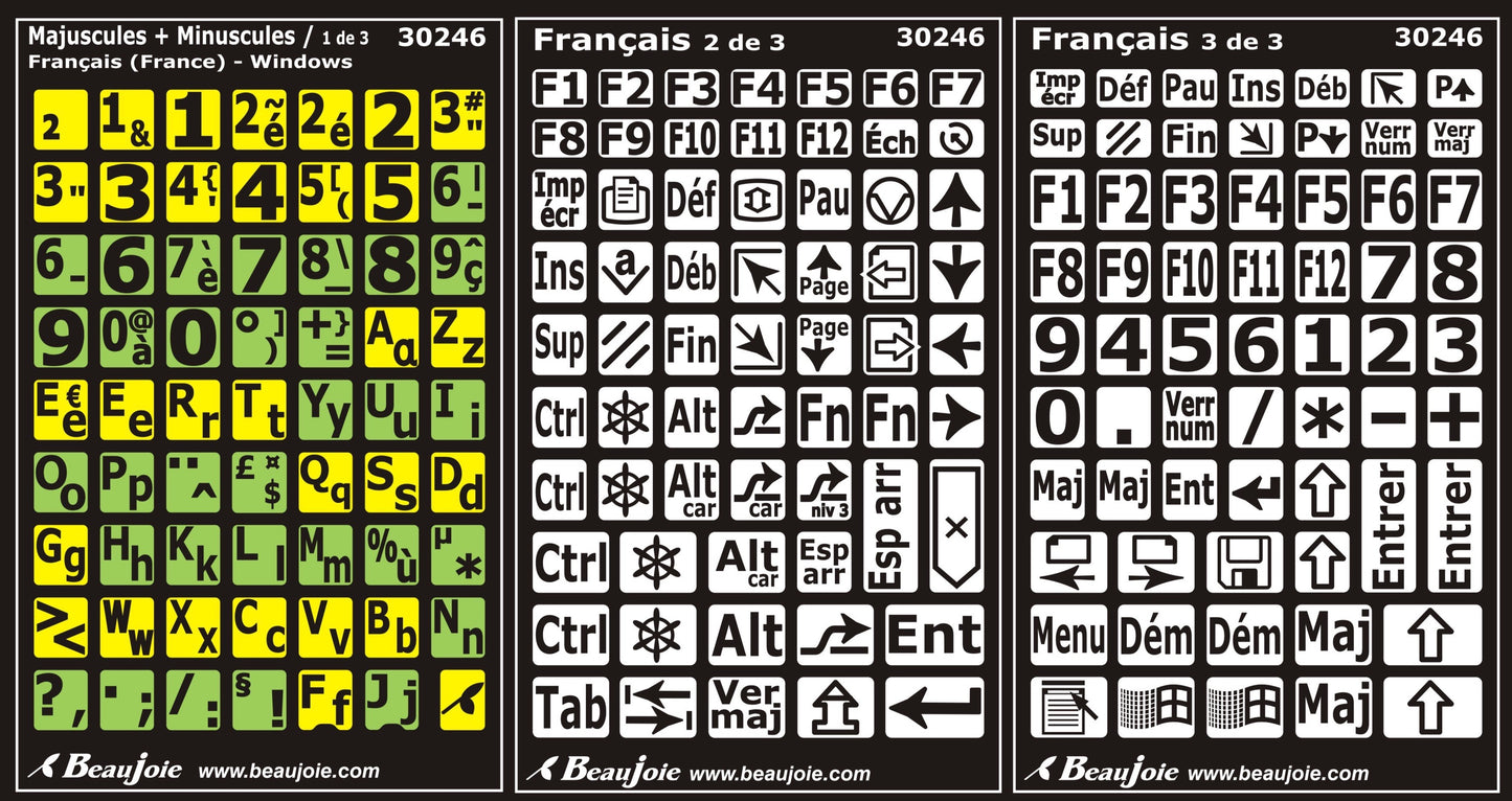 Autocollants clavier divisé gauche/droite (minuscule et majuscules)  30246