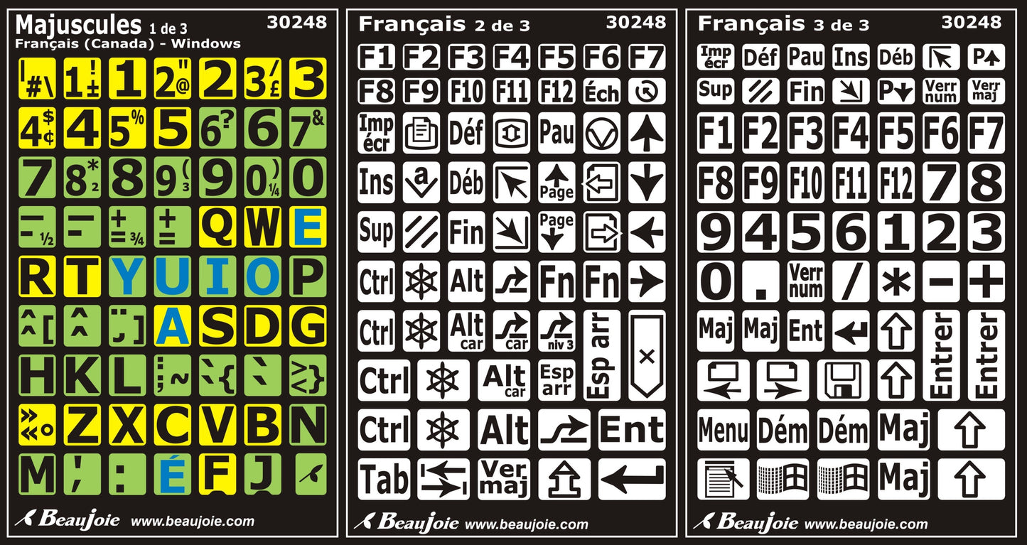 Autocollants clavier divisé gauche/droite (majuscules) 30248