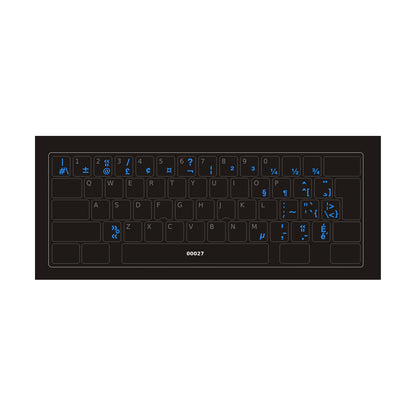 Clavier avec autocollants transparents à lettres bleues français (Canada) installés - 00027