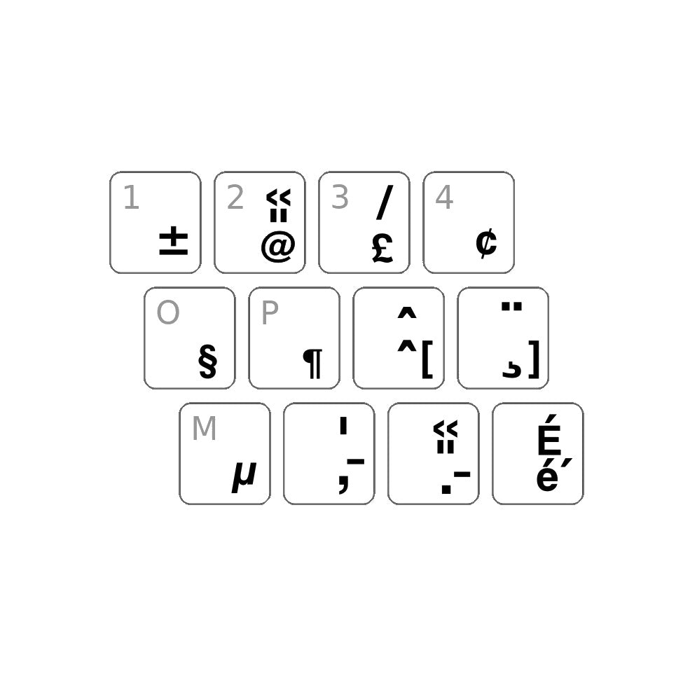 Aperçu des autocollants transparents à lettres noires pour clavier français (Canada) - 00029