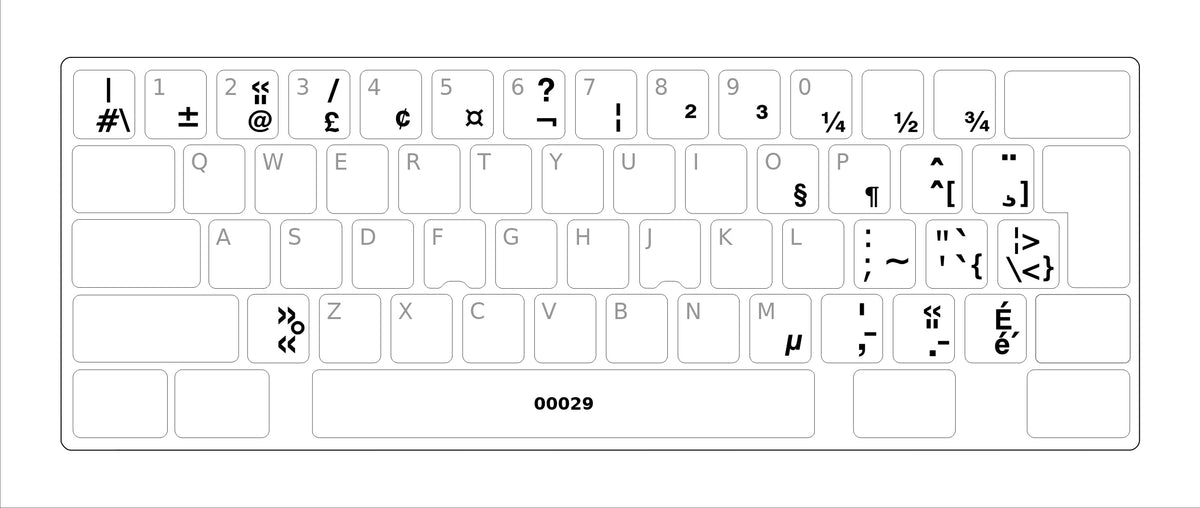 Clavier avec autocollants transparents à lettres noires français (Canada) installés