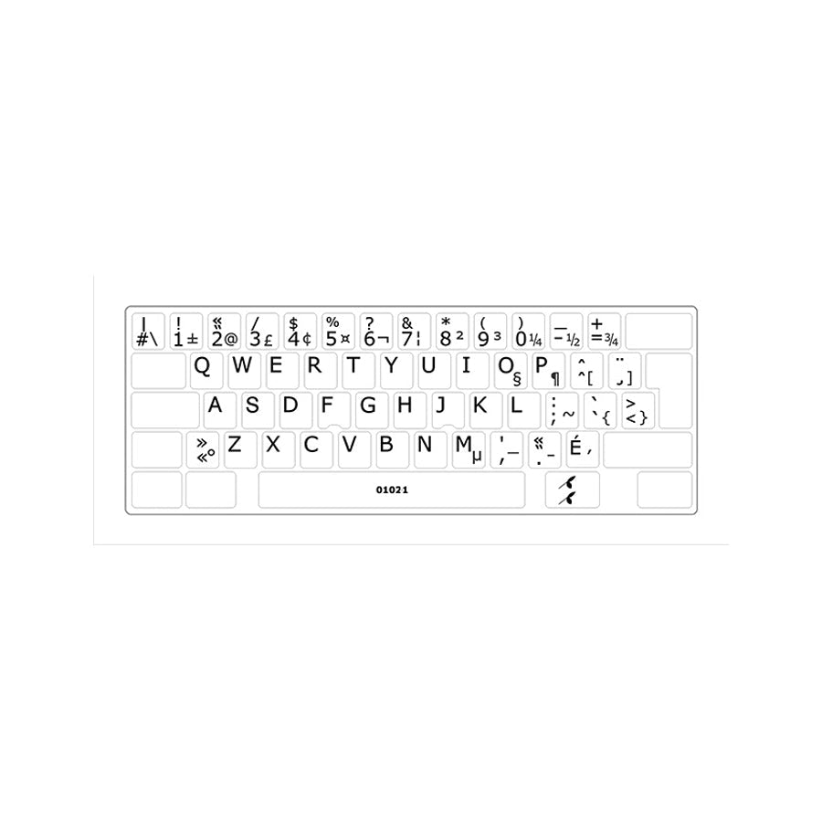 Clavier avec autocollants opaques noir sur blanc français (Canada) installés - 01021