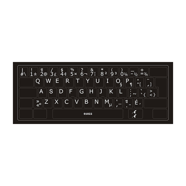 Clavier avec autocollants opaques blanc sur noir français (Canada) installés - 01022