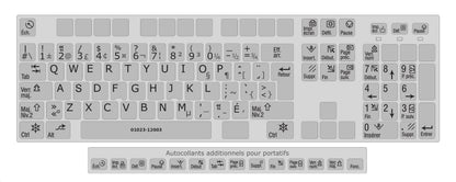 Clavier complet avec autocollants opaques noir sur gris argenté français (Canada) installés - 01023-12003