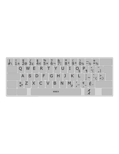 Clavier avec autocollants opaques noir sur gris argenté français (Canada) installés - 01023