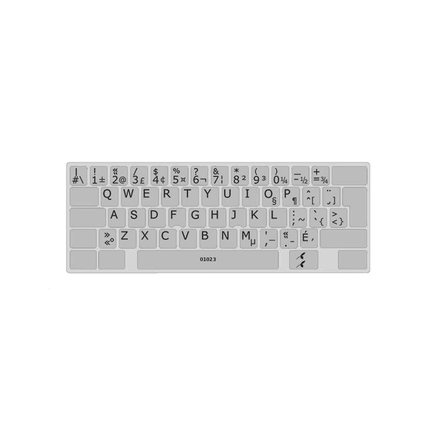Clavier avec autocollants opaques noir sur gris argenté français (Canada) installés - 01023