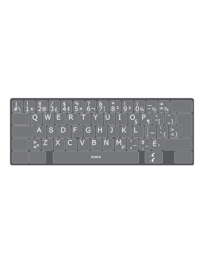 Clavier avec autocollants opaques blanc sur gris anthracite français (Canada) installés - 01024