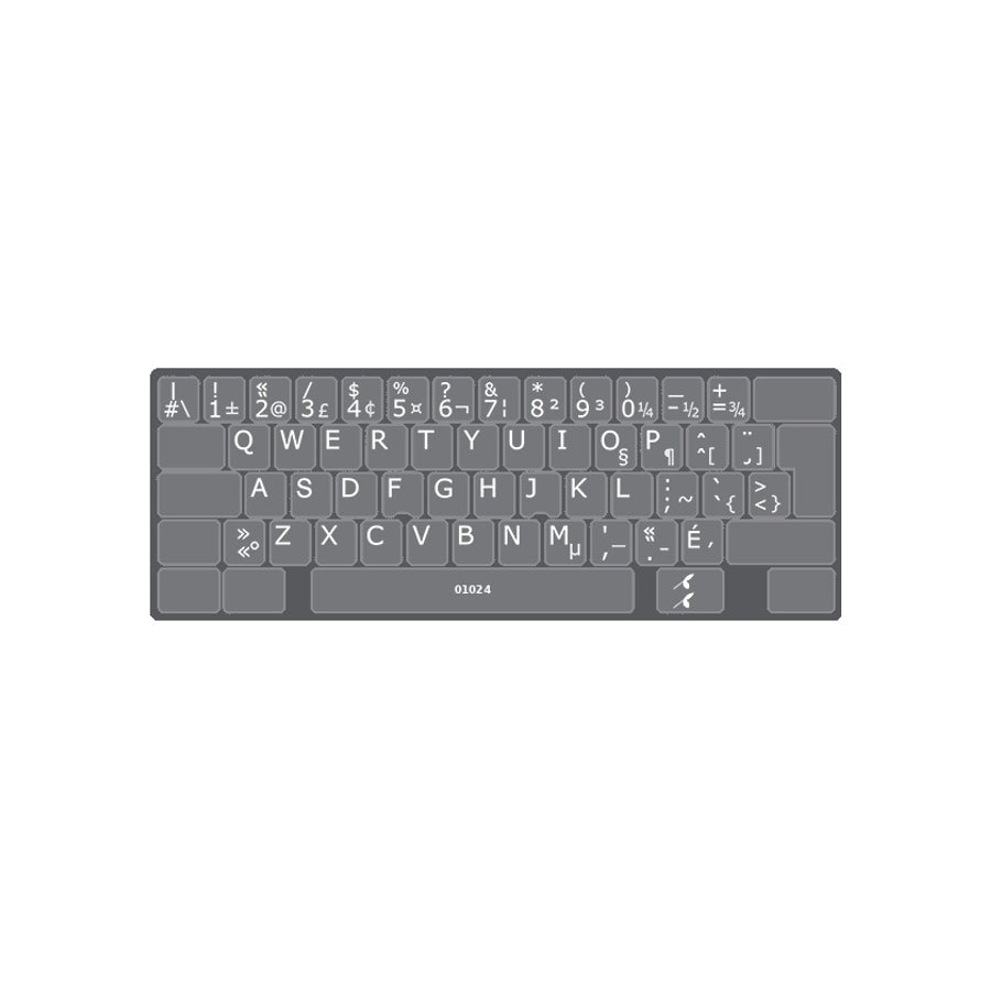 Clavier avec autocollants opaques blanc sur gris anthracite français (Canada) installés - 01024