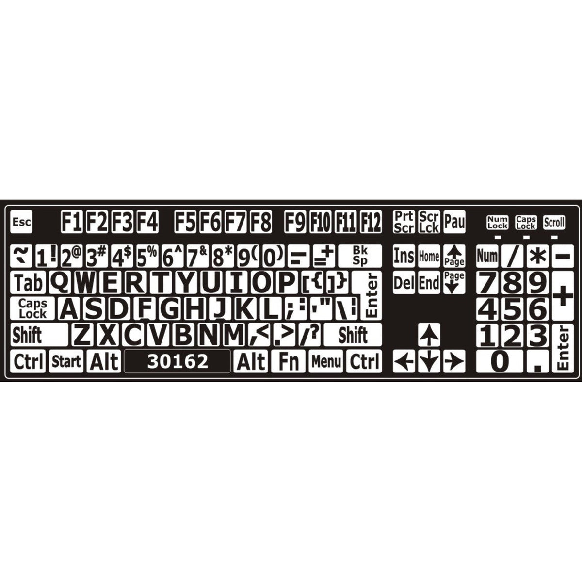 Autocollants lettres majuscules pour clavier Windows anglais (États-Unis) Noir sur blanc - 30162 – clavier complet