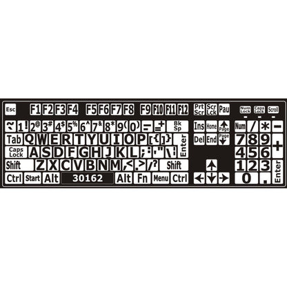 Autocollants lettres majuscules pour clavier Windows anglais (États-Unis) Noir sur blanc - 30162 – clavier complet