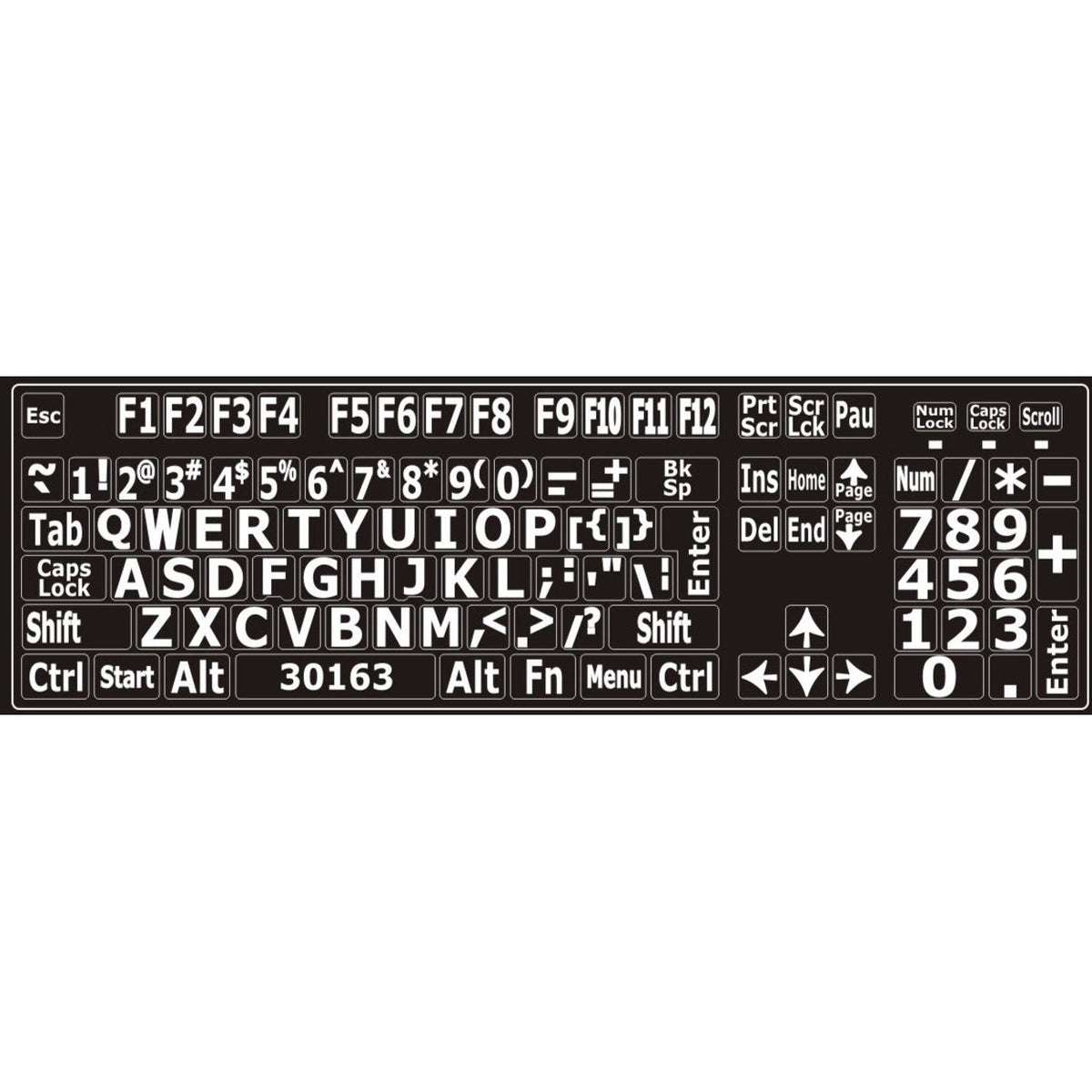 Autocollants lettres majuscules pour clavier Windows anglais (États-Unis) Blanc sur noir - 30163 – clavier complet
