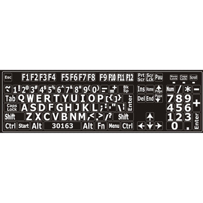 Autocollants lettres majuscules pour clavier Windows anglais (États-Unis) Blanc sur noir - 30163 – clavier complet