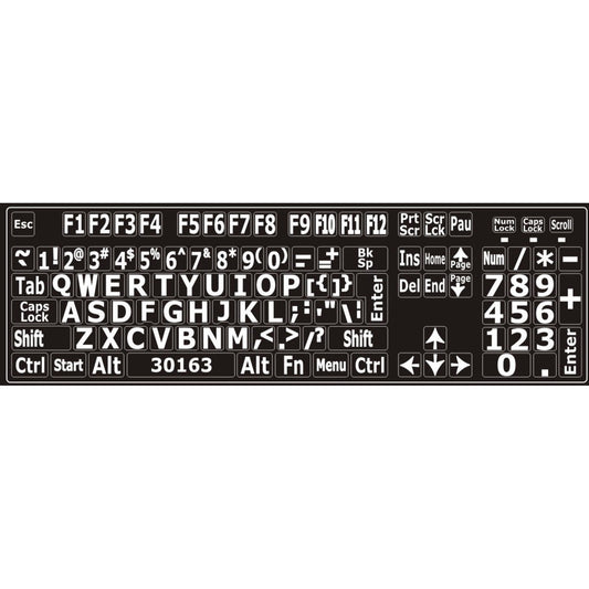 Autocollants lettres majuscules pour clavier Windows anglais (États-Unis) Blanc sur noir - 30163 – clavier complet