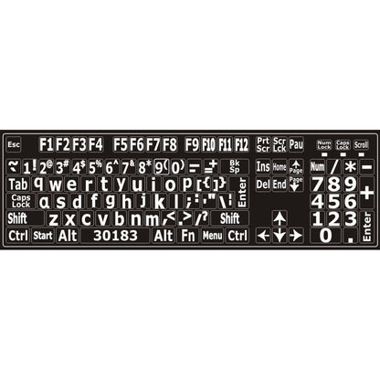 Autocollants lettres minuscules pour clavier Windows anglais (États-Unis) Blanc sur noir - 30183 – clavier complet