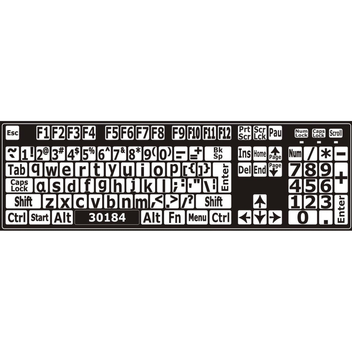Autocollants lettres minuscules pour clavier Windows anglais (États-Unis) Noir sur blanc - 30184 – clavier complet