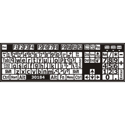 Autocollants lettres minuscules pour clavier Windows anglais (États-Unis) Noir sur blanc - 30184 – clavier complet