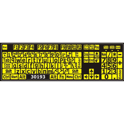 Autocollants lettres minuscules pour clavier Windows anglais (États-Unis) Noir sur jaune - 30193 – clavier complet