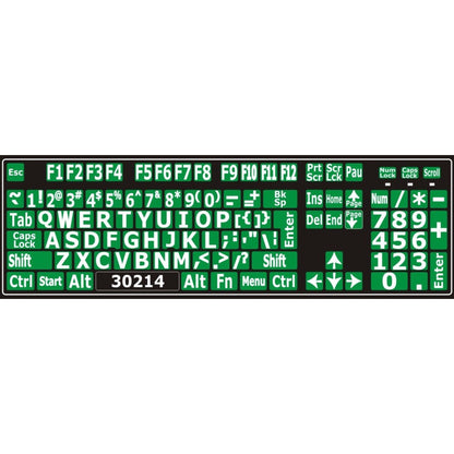 Autocollants lettres majuscules pour clavier Windows anglais (États-Unis) blanc sur vert - 30214 – clavier complet