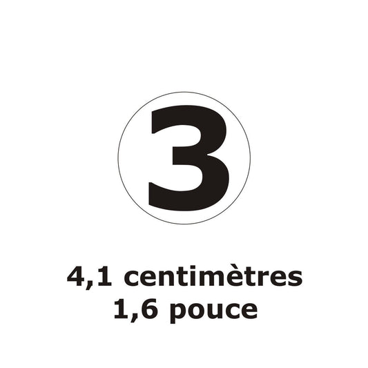 Autocollant pour horloge analogique, chiffre 3 noir sur blanc, diamètre 4,1 cm (1,6 pouce) - 30604