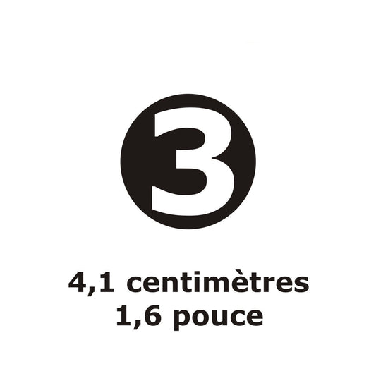 Autocollant pour horloge analogique, chiffre 3 blanc sur noir, diamètre 4,1 cm (1,6 pouce) - 30605