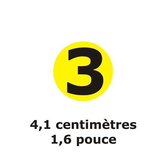 Autocollant pour horloge analogique, chiffre 3 noir sur jaune, diamètre 4,1 cm (1,6 pouce) - 30606