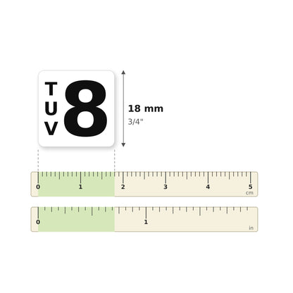 Taille des autocollants 34851 sur une règle : 18 mm (3/4 po)