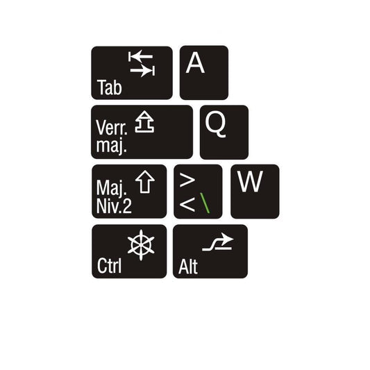 Autocollants clavier complet Windows français (Belgique) fonctions françaises 01012-12002