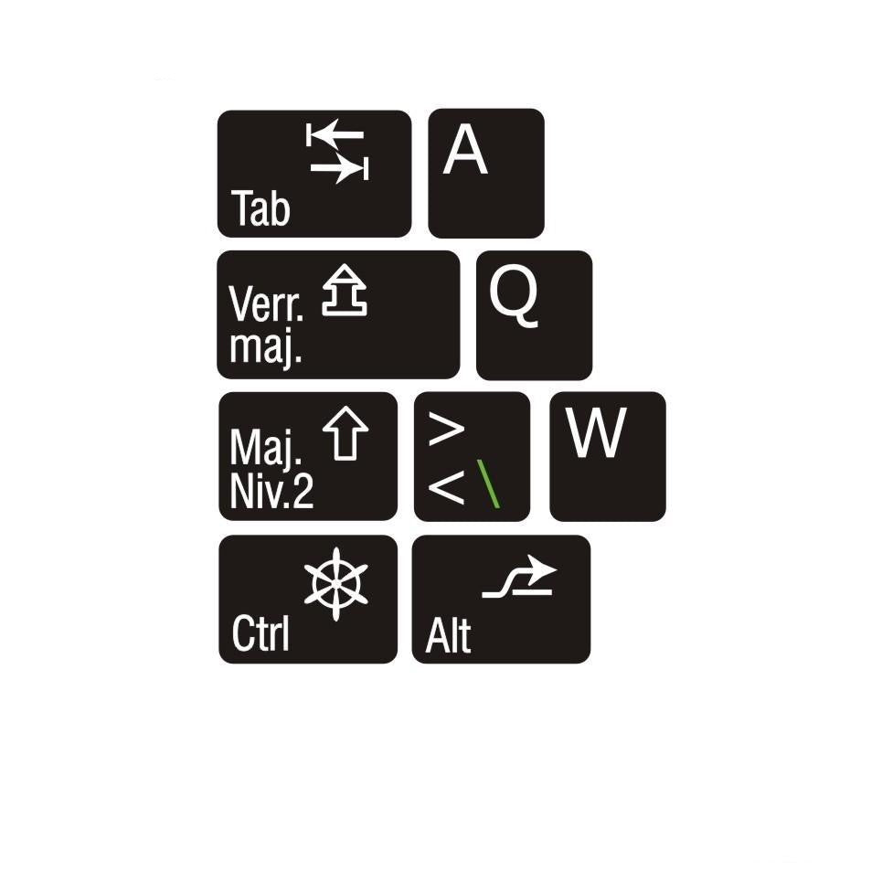 Autocollants clavier complet Windows français (Belgique) fonctions bilingues 01012-12012