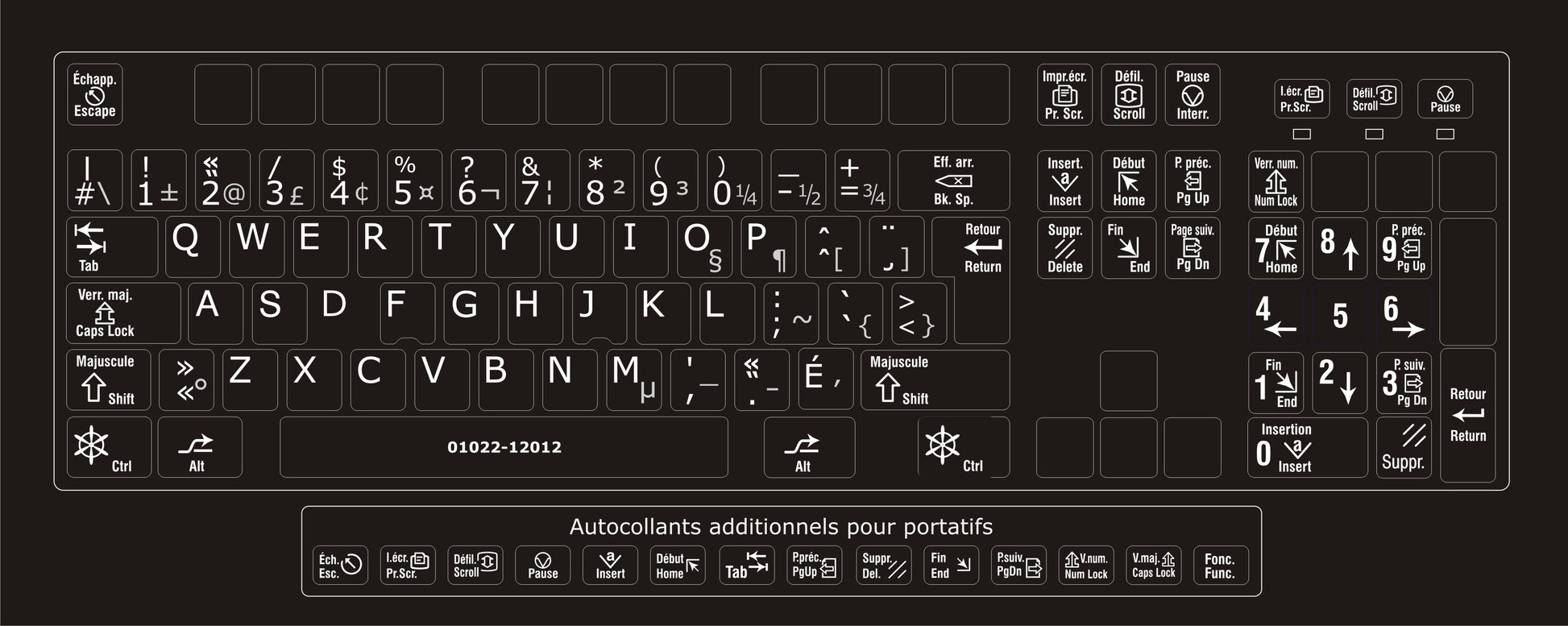 Autocollants fonctions bilingues Windows français canada 01022-12012