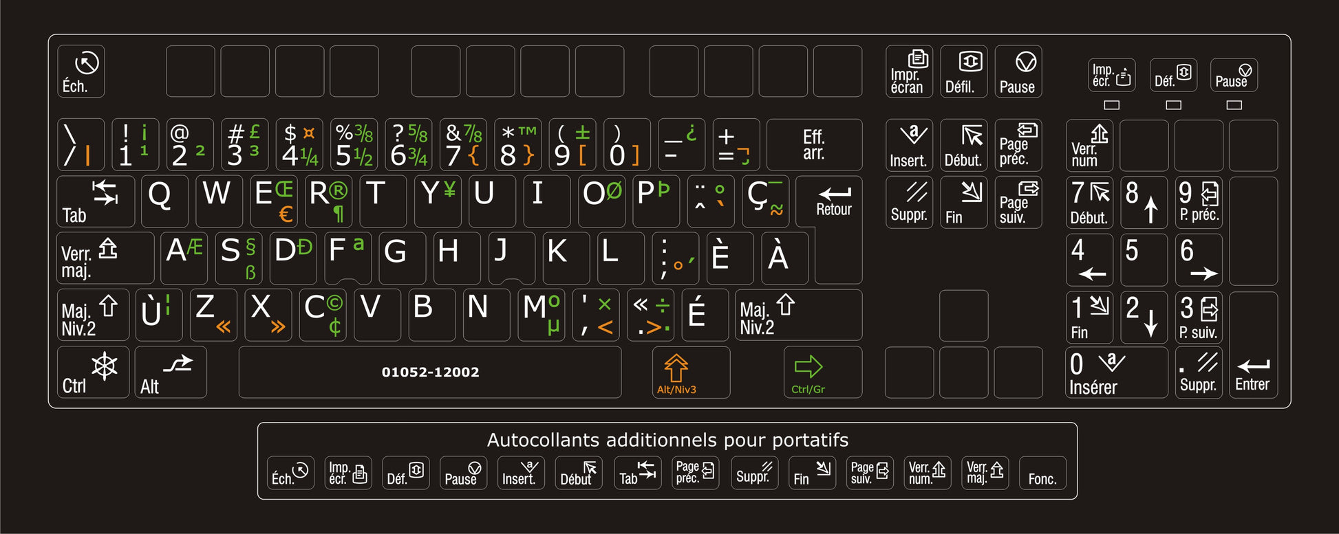 Autocollants clavier Windows Can multilingue + fct FR 01052-12002