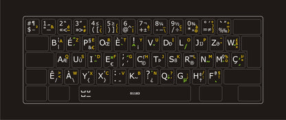 Autocollants partie centrale du clavier BÉPO intégral français france 01183
