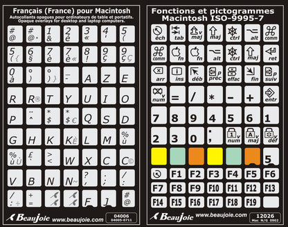 Autocollants claviers Mac FR France fonctions françaises 04006-12026