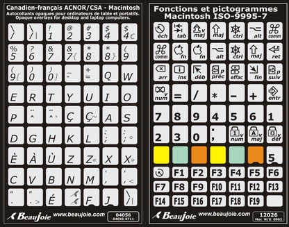 Autocollants claviers Mac FR Can fonctions françaises 04056-12026