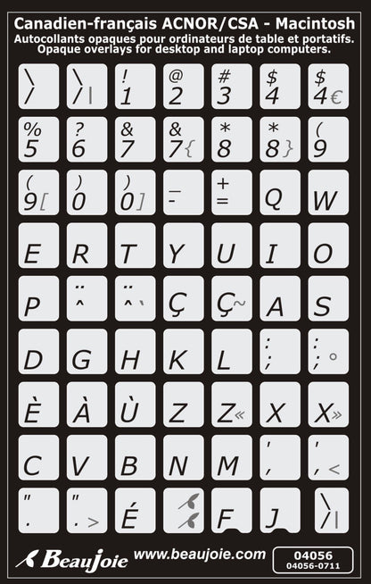 Autocollants partie centrale clavier Mac français (Canada) 04056