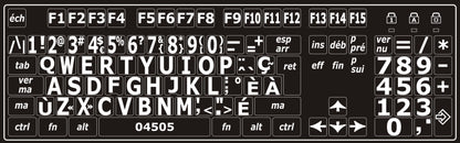 Autocollants lettres majuscules haute visibilité clavier Mac français canada 04505