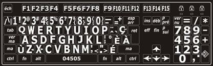Autocollants lettres majuscules haute visibilité clavier Mac français canada 04505