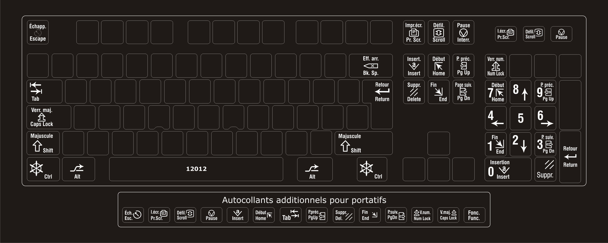 Autocollants clavier Windows français (Belgique) fonctions bilingues 01012