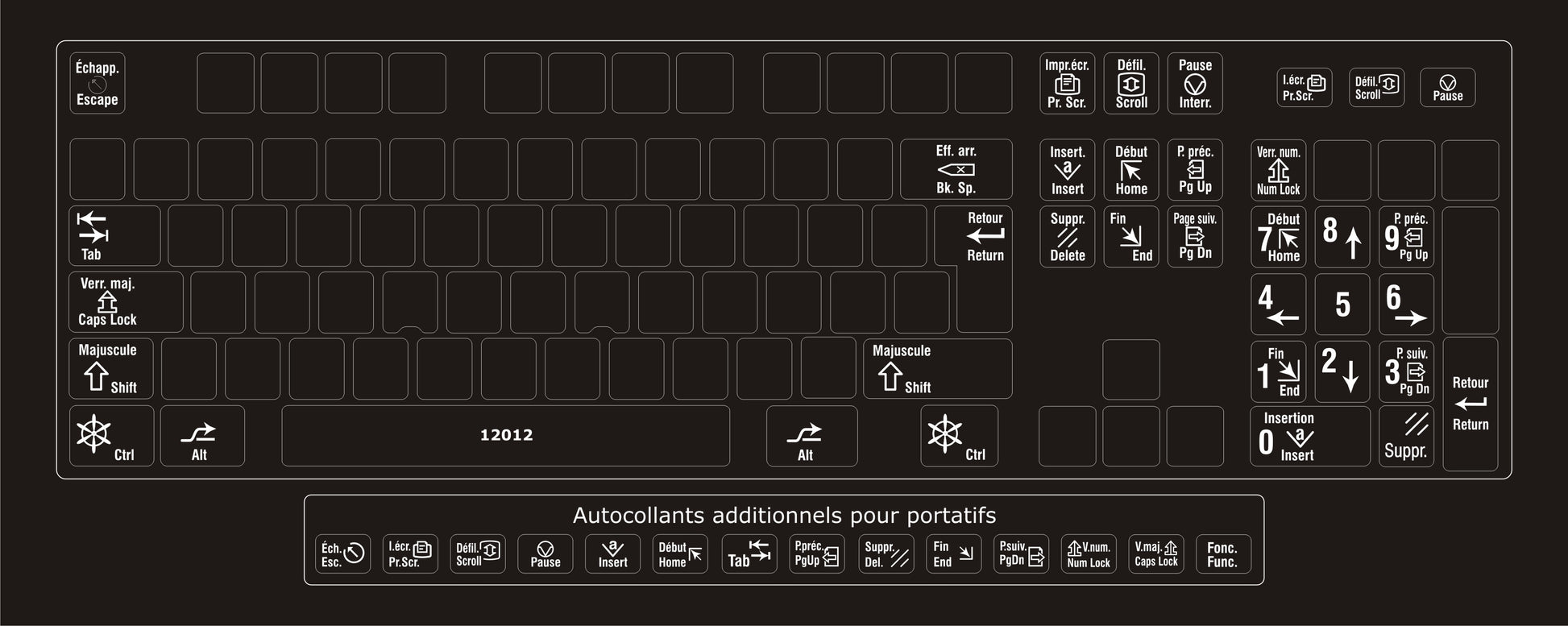 Autocollants clavier Windows  Fonctions bilingues  12012