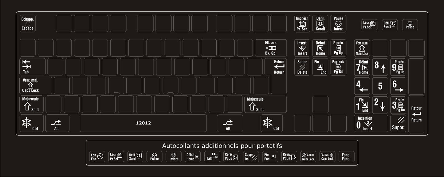 Autocollants clavier Windows  Fonctions bilingues  12012