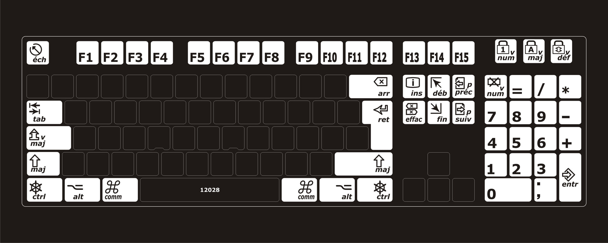 Autocollants claviers Mac fonctions français 12028