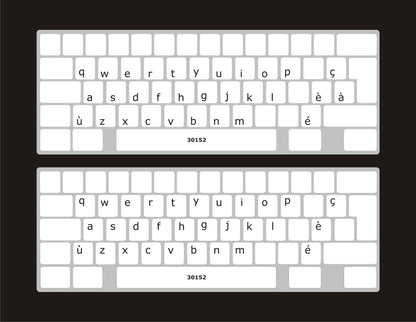 Autocollants lettres minuscules fond transparent clavier pâle 30152